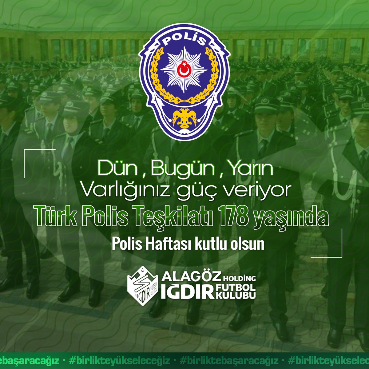 igdirfksports's tweet photo. Milletimizin huzur ve güvenliğinin teminatı olan Türk Polis Teşkilâtımızın 178. kuruluş yıl dönümü ve #PolisHaftası kutlu olsun https://t.co/u1f42RqZeW