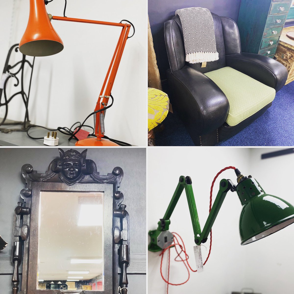 astraantiques's tweet photo. A wet bank holiday means only one thing and that’s a trip to your favourite antiques centre 😀 We are here from 10am until 5pm not forgetting our #decodence cafe 10-4:30 because cooking on a bank holiday is so overrated 😂 #vintagelamps #anglepoise #herberterry #industriallamp https://t.co/FLXX9xHqfU