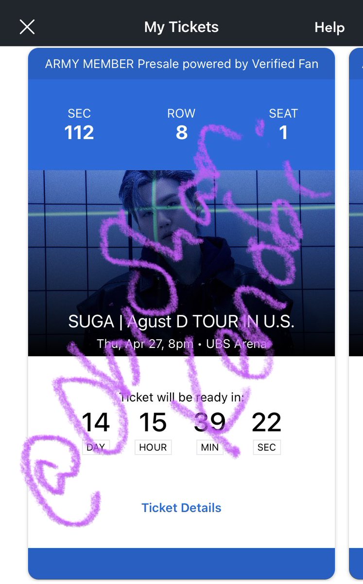 ObiShanKenobi's tweet photo. Selling extra Agust D ticket in New York (UBS Arena)

#AgustD_SUGA_Tour 
#AgustD_SUGA_Tour_Tickets 

WTS — Thur, April 27
Sec 112, Row 8, Seat 1 ($283.40)

- Accept PayPal (F&amp;F or G&amp;S) or Venmo, buyer covers fees
- DM if interested

@875tickets 
#875tickets https://t.co/xmVRgKaUbL