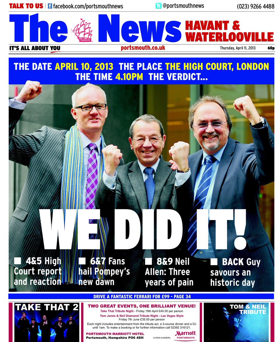 pn_neil_allen's tweet photo. 10 years ago today, a city united to save its football club from liquidation. Thank you to the below #Pompey fans and syndicates who raised £2.35m - and other Blues followers who backed the cause.
As for those who sided with Balram Chainrai - you’ll never be forgotten either. https://t.co/lDRO4x4Znw