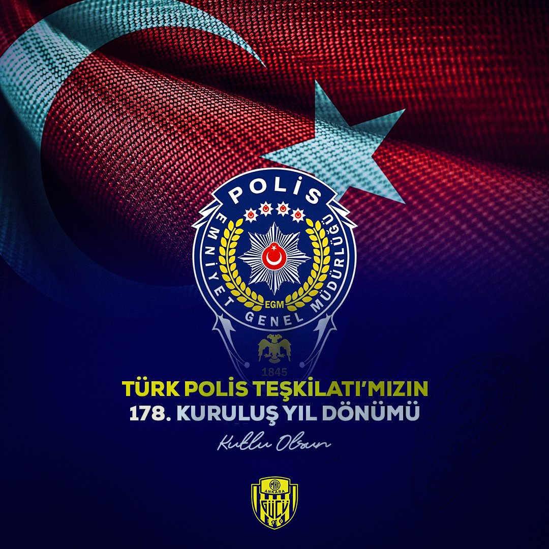 🇹🇷 Ülkemizdeki huzur ve güvenliğin teminatı Türk Polis Teşkilatı'mızın 178. kuruluş yıl dönümünü kutluyor, vatan için şehit düşen emniyet mensuplarımızı saygı ve rahmetle anıyoruz.