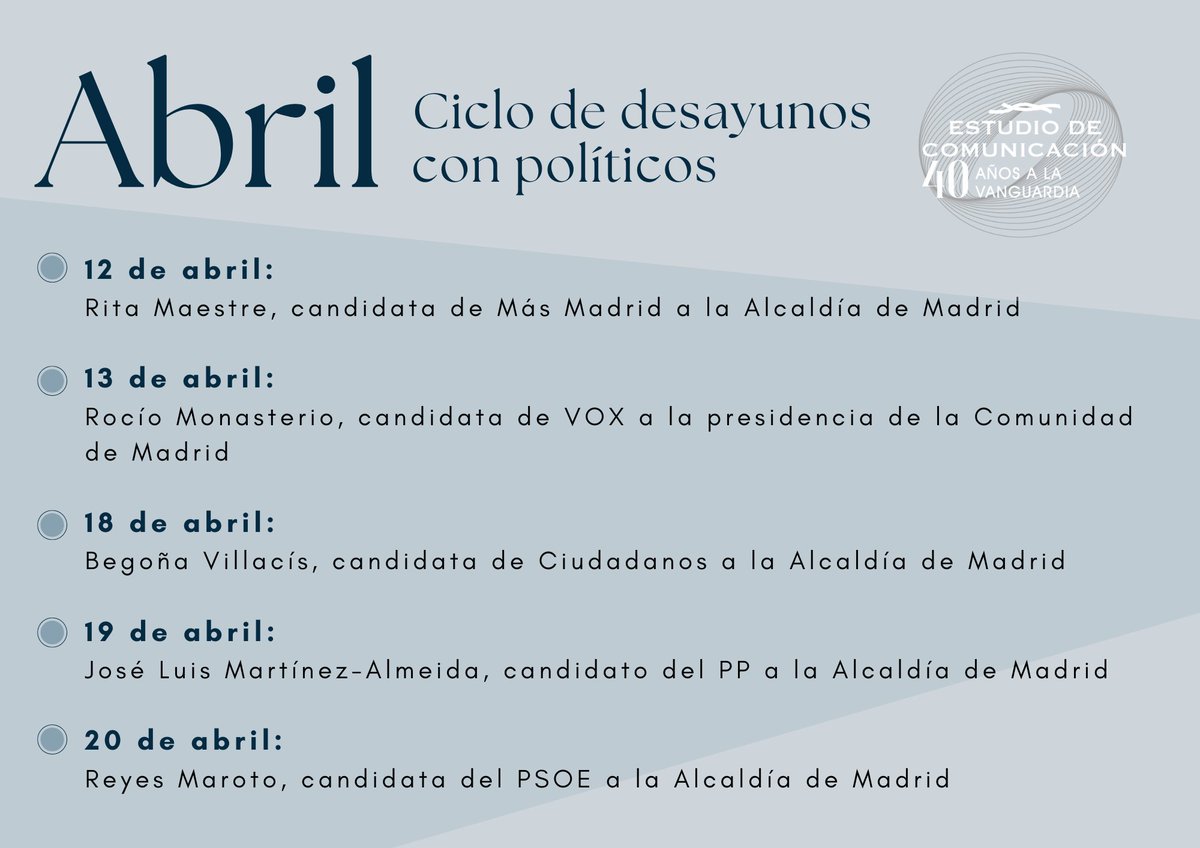 📆Os compartimos la agenda con las visitas de este mes de los candidatos a las próximas elecciones Autonómicas y Municipales:
