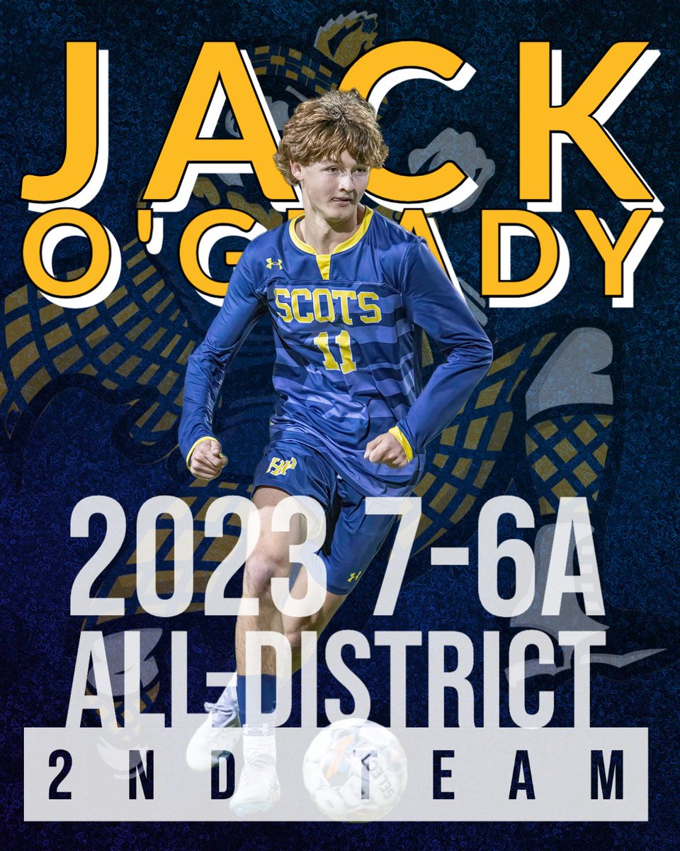 District 7-6A All-District Awards

Jack O'Grady
2nd Team  

Creative, Highly Skilled, Dogged - All Jack, All The Time!  Jack's sophomore year is just the beginning of his future success!  Congrats Jack!