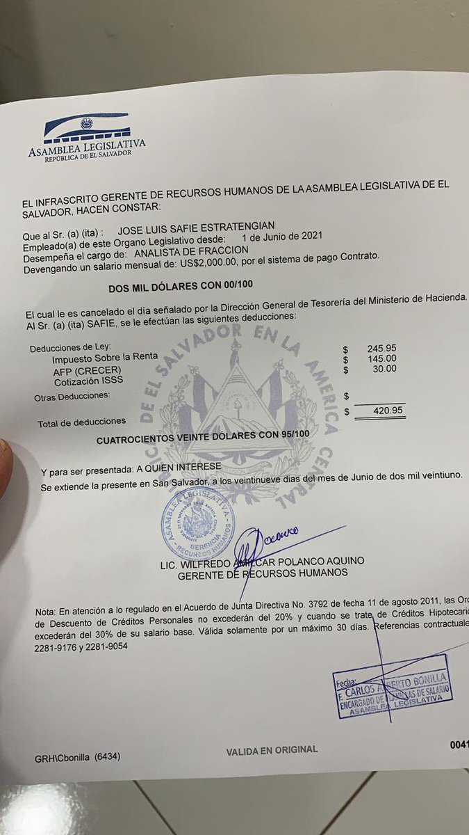 Solo un Diputado suplente esta ganando $2,000 mensual, en un Pais donde el salario minimo es de  $365 mensual. Pero ellos decían que serían diferentes. Ahora ven porque reservan informacion.👇