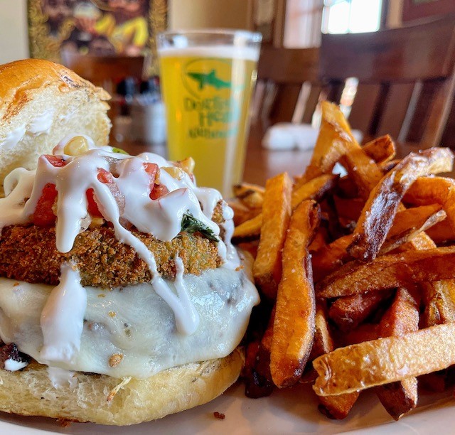 Happy Burger Monday!  $3 off all burgers every Monday including our burger of the week, the All I Avo Wanted Burger: A half-pound, wood grilled burger topped with provolone cheese, a fried avocado rolled in panko bread crumbs, pico, corn and sour cream sauce.