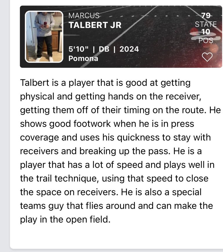 MarcusTalbertJ1's tweet photo. Thank you @PrepRedzoneCO #workisneverdone #❤️/HT #eyetest  @coachjohnson59 @TeamFullGorilla @coachwes_23 https://t.co/QuOk3bvUpH