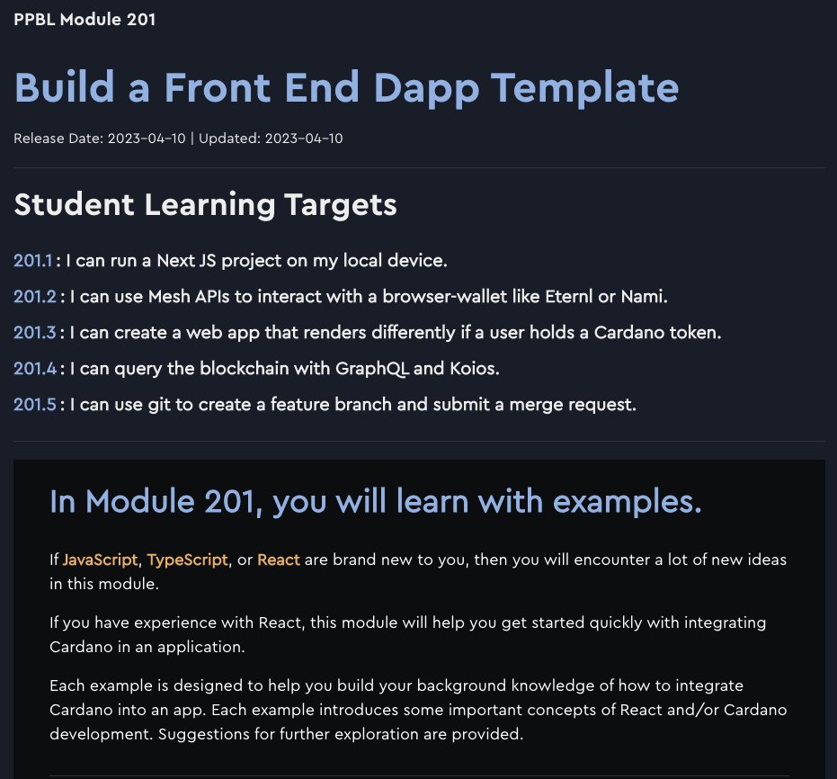gimbalabs's tweet photo. Now live - Plutus PBL Module 201: 
"Build a Front End Dapp Template"

Do you want to build apps with #Cardano?

Do you want to learn what's possible when building apps with Cardano?

This is for you.

Live sessions coming up this week.

Get started at: https://t.co/vttSB3ixdW https://t.co/Jt3nUhhsTV