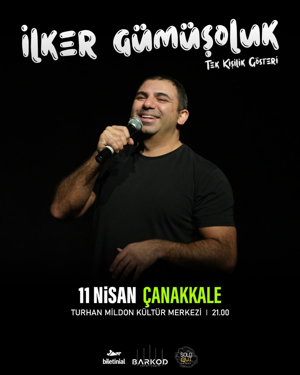 🤍 Sevgili @ilkergumusoluk ile yarın Çanakkale Turhan Mildon Kültür ve Sanat Merkezi sahnesindeyiz.🙌😊🌟 📍 Çanakkale Turhan Mildon Kültür Merkezi 📅 11 Nisan Salı ⏰ 21.00 🔗 biletinial.com/tiyatro/ilkerg… #İlkerGümüşoluk #StandUp #TekKişilikGösteri #Çanakkale