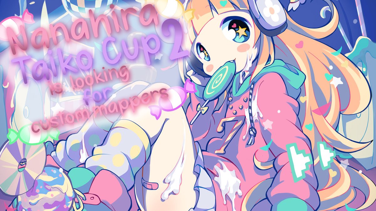 Nanahira Taiko Cup 2 which is planned for summer 2023 currently looking for custom mappers! Rank range for this tournament is going to be #500-#5000 so only apply if you're not planning to participate as a player! Custom Mapper Registration Form - docs.google.com/forms/d/e/1FAI…