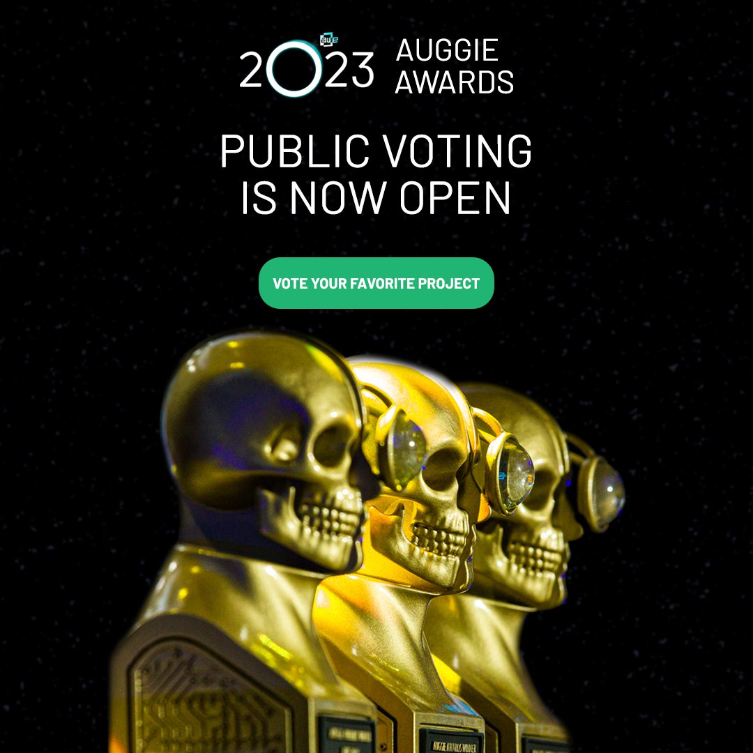 ARealityEvent's tweet photo. 🎉 We have some exciting news to share! The 14th annual Auggie Awards are in full swing! 🚀

🌐 Head over to https://t.co/ao1S0T43ZZ and make your voice heard. Cast your vote now and be a part of this year's Auggie Awards. 

#AuggieAwards #AR #VR #XR https://t.co/FOKUhH6SVA