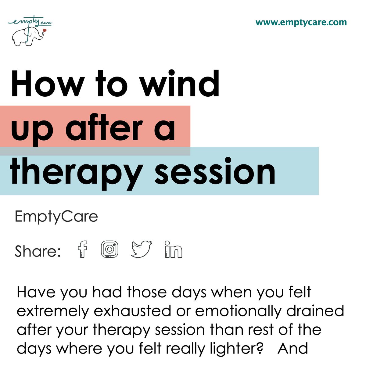 U maybe more or less prone to post-therapy tiredness depending on what you discuss in a given session rather than necessarily on your personality type- “Not all topics may have the same emotional impact”- Adam L. Fried.
Read the article here emptycare.com/resources/24

#emptycare