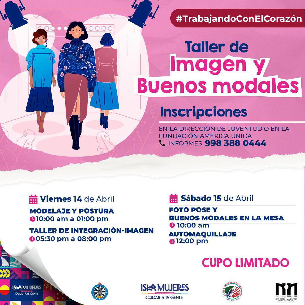 Jóvenes aún están a tiempo de inscribirse 📝 a los “𝗧𝗮𝗹𝗹𝗲𝗿𝗲𝘀 𝗱𝗲 𝗣𝗮𝘀𝗰𝘂𝗮 𝗝𝘂𝘃𝗲𝗻𝗶𝗹𝗲𝘀” que organizamos a través de la 𝗗𝗶𝗿𝗲𝗰𝗰𝗶𝗼́𝗻 𝗱𝗲 𝗝𝘂𝘃𝗲𝗻𝘁𝘂𝗱 del 10 al 13 de abril en horario de 5:30 a 7:00 PM.

#TrabajandoConElCorazón♥️ #AteneaIslaMujeres✌🏻