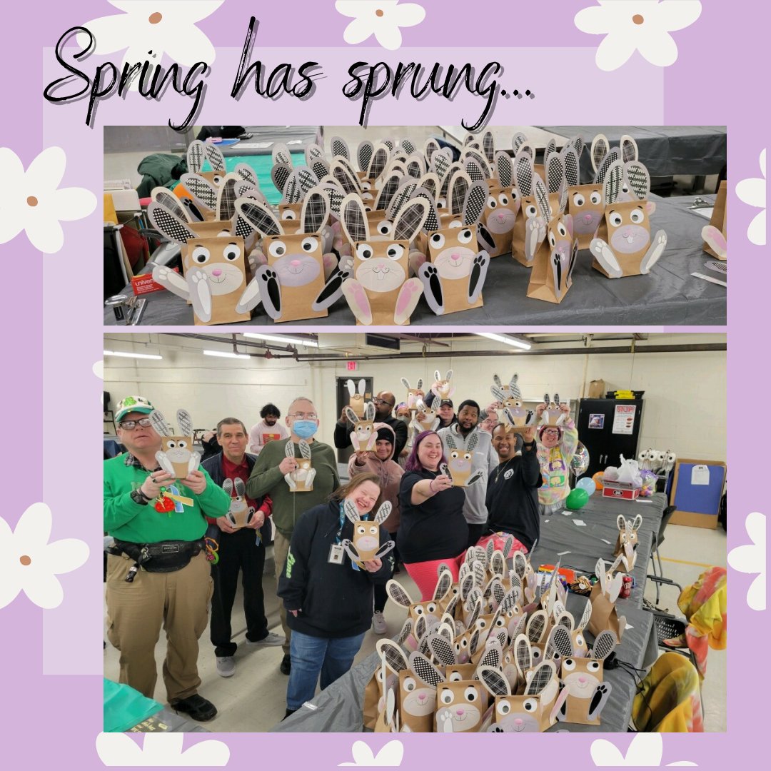 peoplesarc's tweet photo. 📷️ Picture 1: We made cute bunny bags for Helping Hands in West Islip. 

📷️ Picture 2: We were tasked with placing candy in plastic eggs for the Long Island Parks Department for their big egg hunt which took place on April 1st at Belmont Lake State Park. https://t.co/iQlBmOmVjl