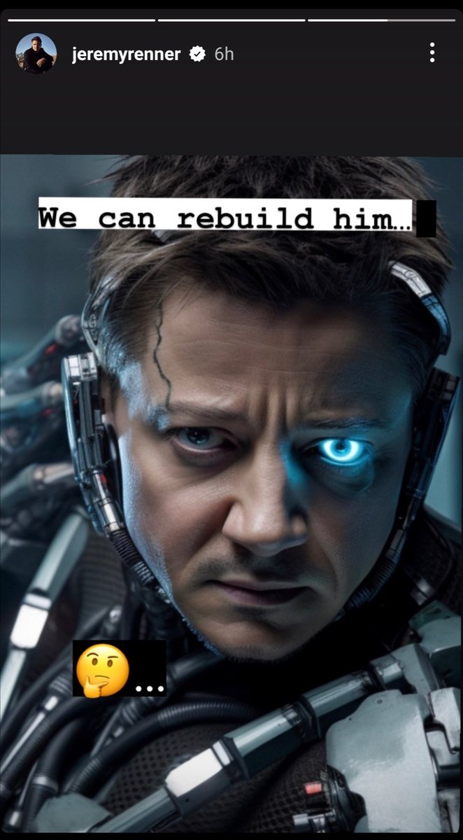 JeremyVerses1's tweet photo. I really wonder what this means ?? 🤔🤔 Thoughts??
@JeremyRenner

#JeremyRenner https://t.co/Y1TvKqHwqe
