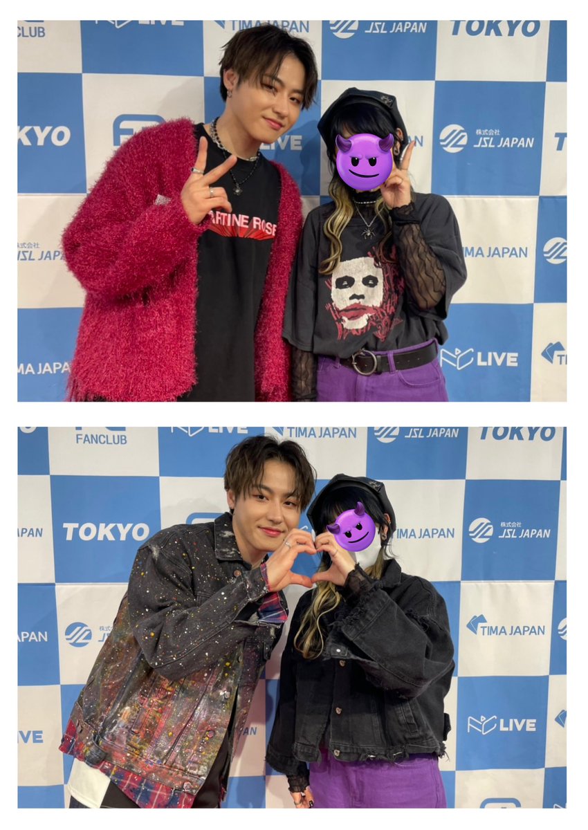UKZC92_BBC's tweet photo. ハートしてくれる日が来るなんて🥹💜『服ジョーカーじゃん！』って気づいてくれるし、ブース入ってすぐ名前言ってくれて舞い上がったのに、覚えてくれたの！って言ったら『当たり前じゃん〜、もう長いもんね〜？』って、可愛すぎた。２回目は撮るか迷ってたけどアウターが少し似ていたのでつい…😇 https://t.co/Bq074HeYox