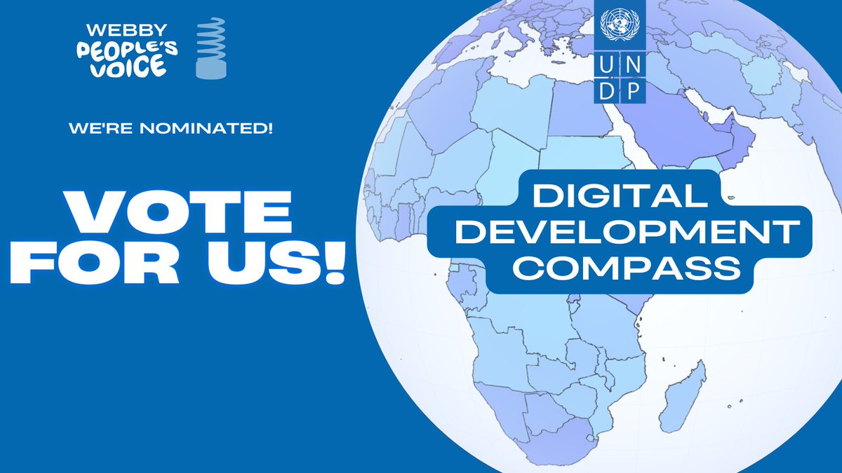 Great news! <a href="/UNDP/">UN Development</a> has been nominated for this year’s <a href="/TheWebbyAwards/">The Webby Awards</a> for our Digital Development Compass, a tool that gauges the world’s progress on achieving global #DigitalTransformation for a more inclusive future.  

🗳️ Vote NOW: go.undp.org/qQWe 

#Webbys #DigitalUNDP