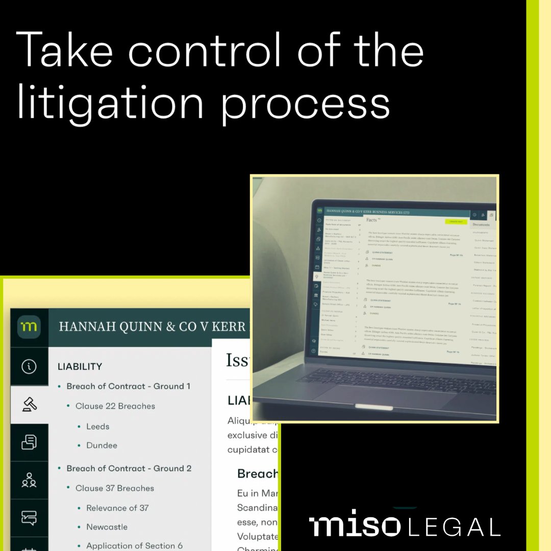 MisoLegal's tweet photo. Designed by litigators, for litigators, Miso gives you greater control over your cases.

👉See the connection.
👉Make clearer points.
👉Ask better questions.

Get better results, with Miso:  https://t.co/a3eWyMUbXo

#miso #everythinginplace https://t.co/TarwYarzsZ
