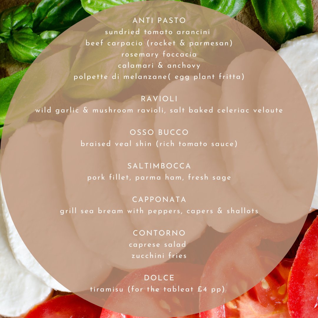 Join us at our pub on the 25th of April for a delicious Italian dinner! 🍝

Indulge in some mouth-watering dishes and enjoy a great night out with friends and family 🍷

🍴 Don't miss this chance to try some authentic Italian cuisine. 😇 Please book your table in advance.