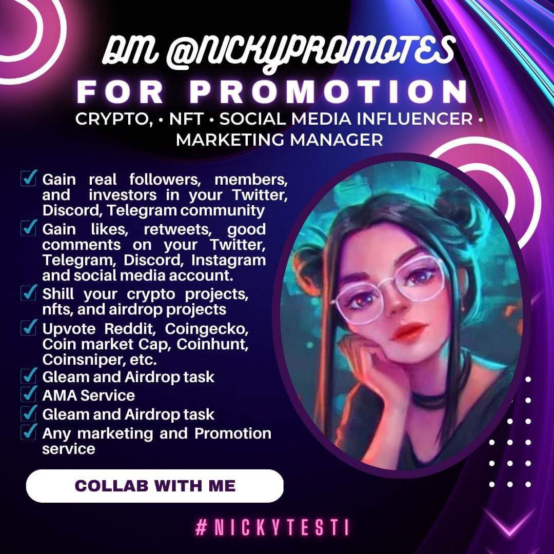 $20 • 296K 

Retweet, Like &amp; Reply <a href="/nickypromotes/">Nicky Crypto</a> 
_________
#Crypto #cryptocurrency #NFT #NFTCommmunity #BNBChainNFTs #Shibarium #Airdrop #DeFi #GameFi #Polygon #100x #StockMarket #NFTGiveaways #Arbitrum #USDT #Tether #Advertise  #Playtoearn #P2E #BTC #ETH $BTC $SHIB #Web3