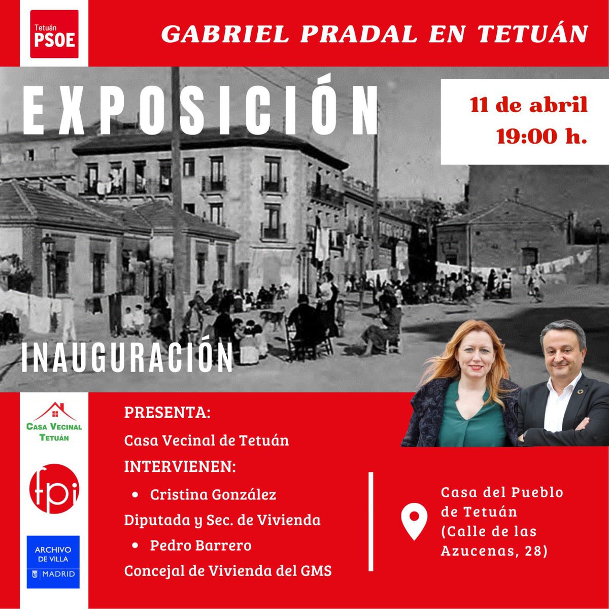 Mañana inauguramos la exposición Gabriel Pradal.

Con Cristina González y <a href="/pebarrero/">Pedro Barrero</a>.

Os esperamos‼️
