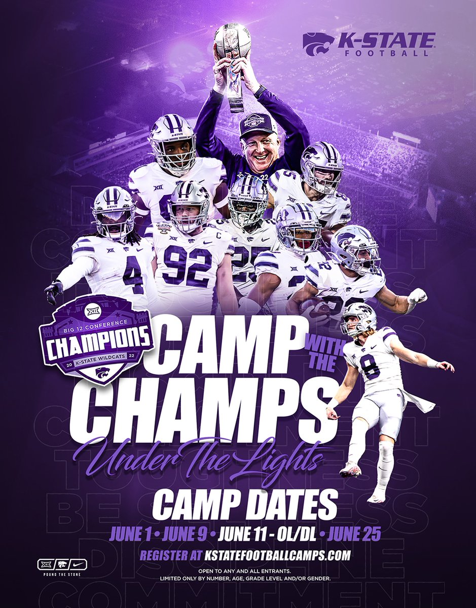 Camp with the Champs 🏆 Register at Kstatefootballcamps.com