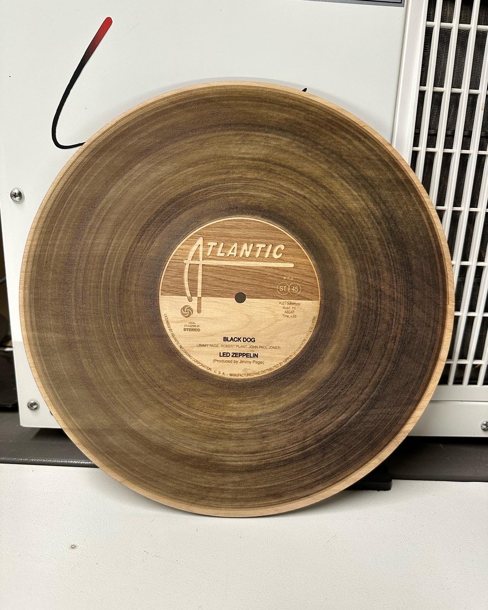 laseredgoods's tweet image. Here’s another #lasercutrecord. Thanks to ⁦@amandaghassaei⁩ for the #instructable. #ledzeppelin #laserengraving #laserart #vinylcollection