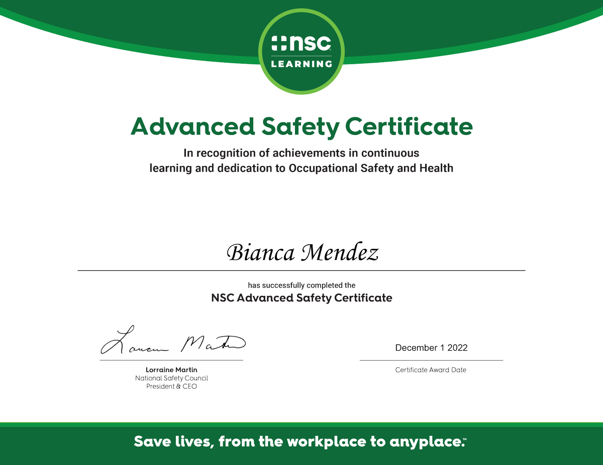 NSCsafety's tweet photo. Want to accelerate your safety learning? NSC offers a variety of virtual and in-person workplace safety courses as part of the Advanced Safety Certificate (ASC) curriculum. #WorkplaceSafety #KeepEachOtherSafe https://t.co/4gvjnX9zt5