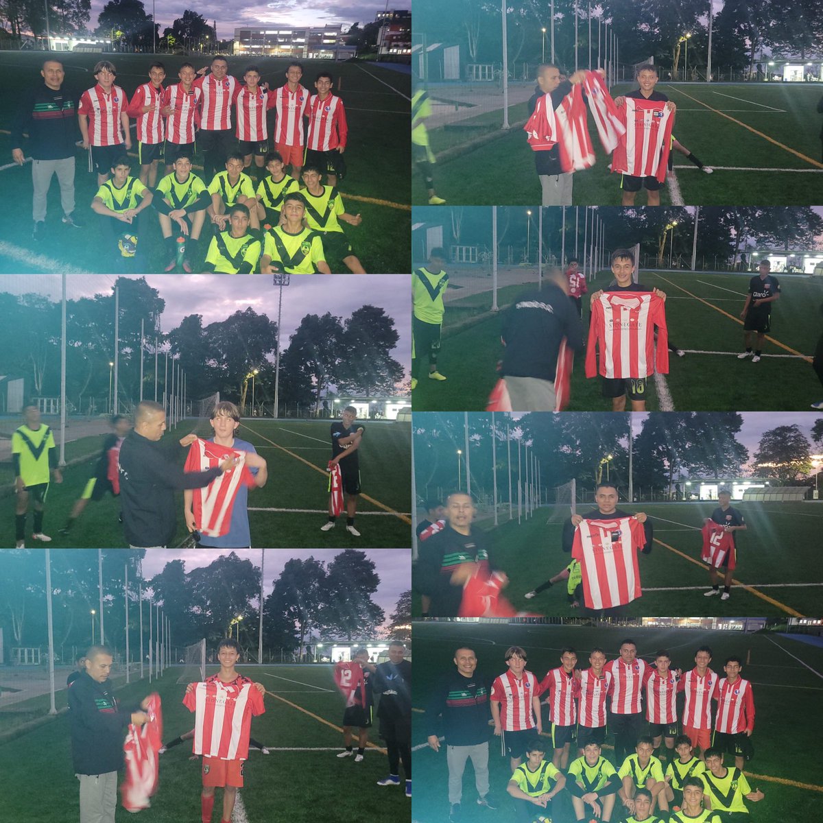 DorkingColombia's tweet photo. Muchas gracias a Marc, Kris y Jordan por nuestras camisetas, todos hemos estado viendo los mejores momentos de los juegos @DorkingWDRS @academy_dwfc #wearewanderers #dorkingwanderers #quindiofc #colombiafootball https://t.co/RMztmjPpp7