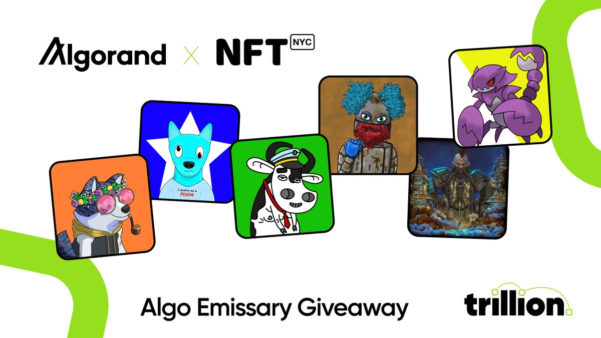 trillion_io's tweet photo. 🚨 COMING SOON 🚨 
Celebrate our #AlgorandNFTs emissaries @NFT_NYC thanks to @RandGallery @PeraAlgoWallet and @AlgoFoundation – 👀make sure you are following for daily giveaways #algofam https://t.co/hHY8aZXjAj