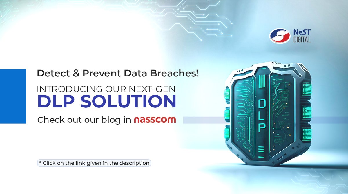 NeSTdgtl's tweet photo. Data security has entered the centre stage like never before and organizations need to safeguard their data from possible attacks for a secure environment.
Check out our advanced and holistic DLP solution!
Check out our blog on NASSCOM: https://t.co/bsctO0QqnE

#NeSTDigital https://t.co/dcH4YxKOUK