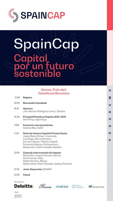 abaccapital's tweet photo. On Friday 21 April, @SpainCapOficial is organising the congress 'Capital for a Sustainable Future' at @CaixaForum Barcelona, which, among others, will be attended by @opinaisalomo, founding partner of #Abac and Chairman of #SpainCap. Check all the details: https://t.co/wVsNO2C1WF https://t.co/CURo1L2XFf