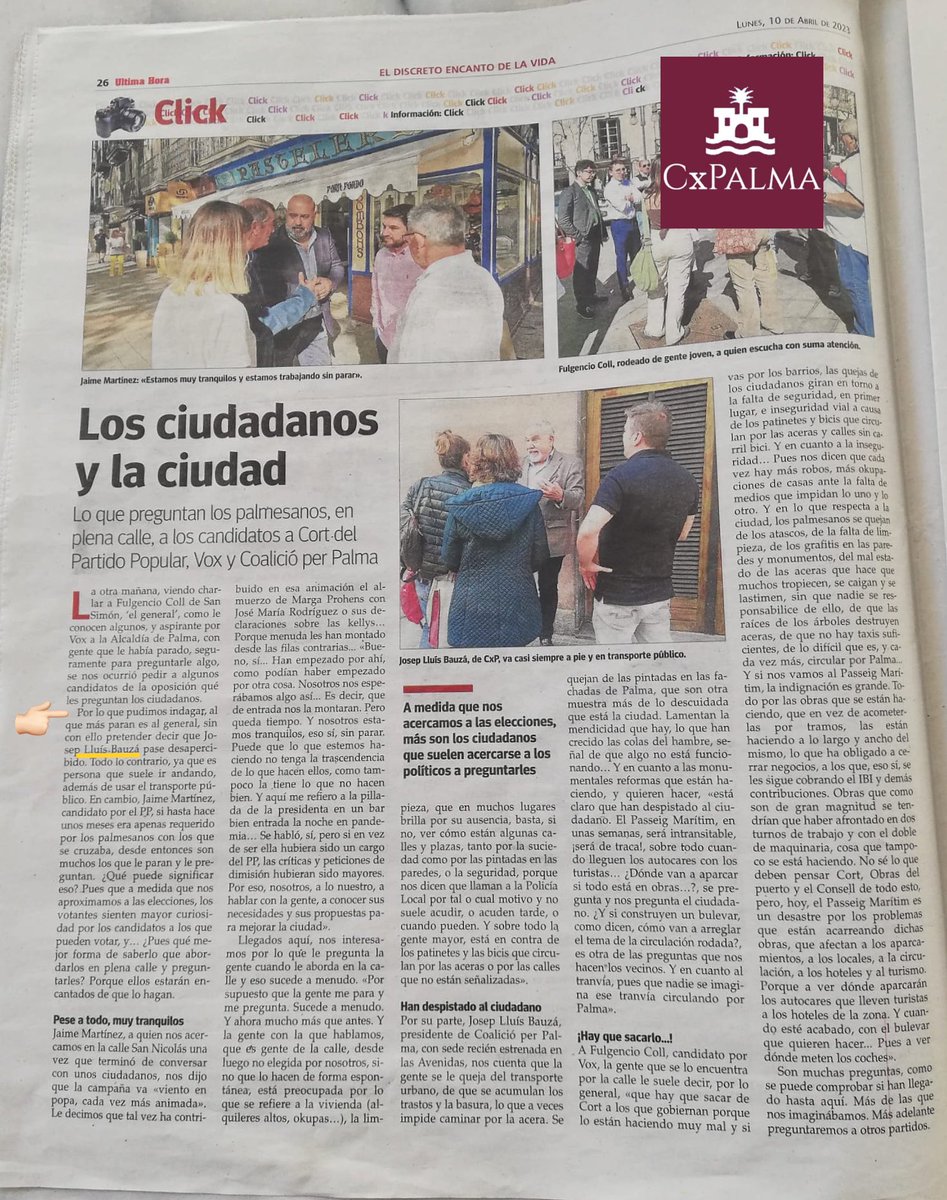 Coaliciobalear's tweet photo. 👉🏻🗞️Estamos con los Palmesanos por una ciudad integradora, dialogante, donde las necesidades de los vecinos estarán como prioridad en las reformas de nuestra ciudad. No podemos seguir con una realidad populista que no hace sino degradar los barrios. #Palmacomoencasa https://t.co/R3GaJfePxM