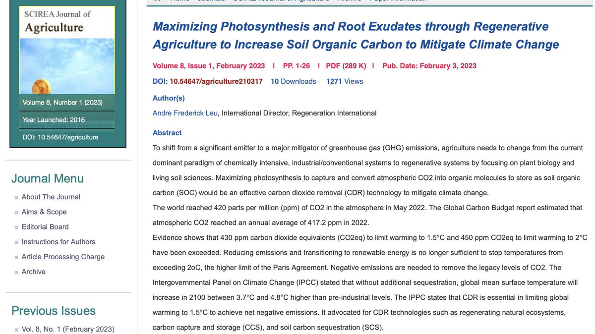 This peer-reviewed paper in a scientific journal that I published clearly shows how transitioning around 10% of agriculture to best-practice regenerative agriculture, that cites multiple peer-reviewed studies on holistic management (called AMP Grazing in these papers) can