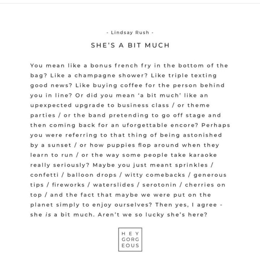 💛 Obsessed with this by <a href="/rushbomb/">Lyndsay Rush</a> - Let’s change the narrative of what it means to be a woman! Be a bit much Gorgeous 😊
