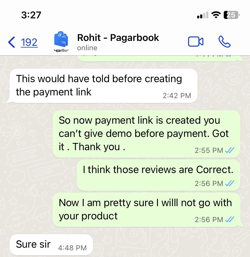 MonappaMilan's tweet photo. @PagarBook @athearsh I think you need to work on your sales team as they are forcing us to pay before demo. Adding some screenshot and even I was threatened for talking to your customer service as per your google review’s feedback. https://t.co/fRYh4Q0Mcm