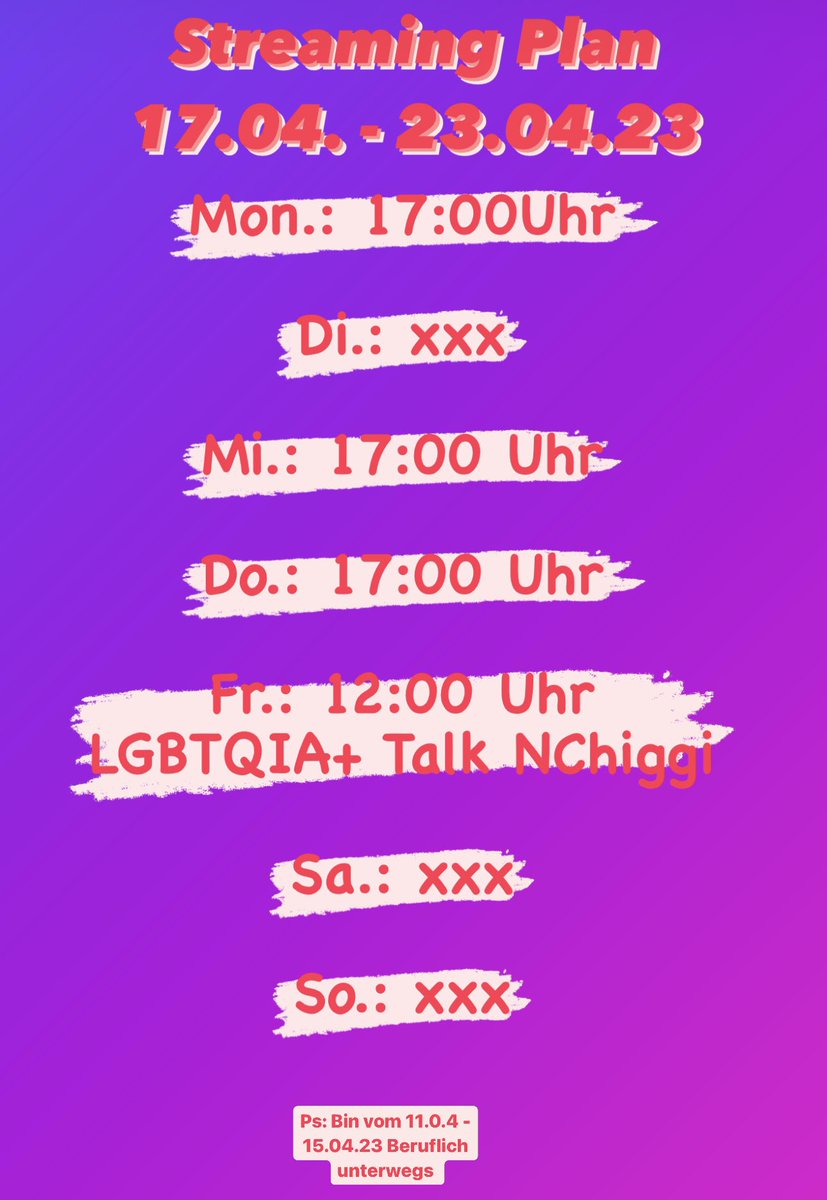 __Riooo_'s tweet photo. Neuer Streaming-Plan.
Ihr habt erstmal Paar Tage Ruhe vor mir….Dann starten wir wieder voll durch.
Freu mich besonders auf Freitag mit @NChiggi
#rainbowwolf #chiggis #Pride2023 https://t.co/sQ5Sf5oiwa