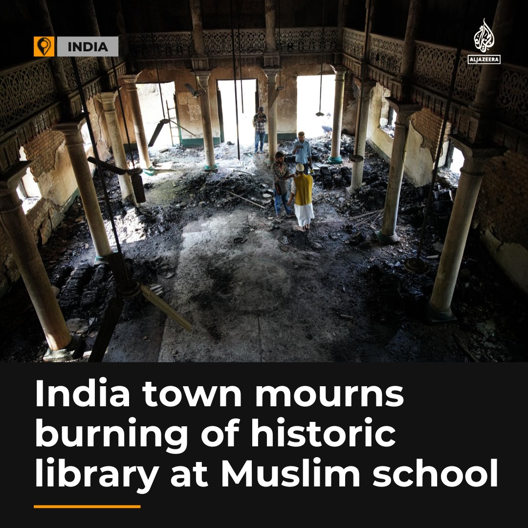 AJEnglish's tweet photo. "The attack seems to be a deliberate act of erasing our precious literature."

Residents of Bihar Sharif are still coming to terms with the attack on a century-old ‘madrassa’ during the Hindu festival of Ram Navami https://t.co/8ee12rBN48 https://t.co/nDiiqmeGLT