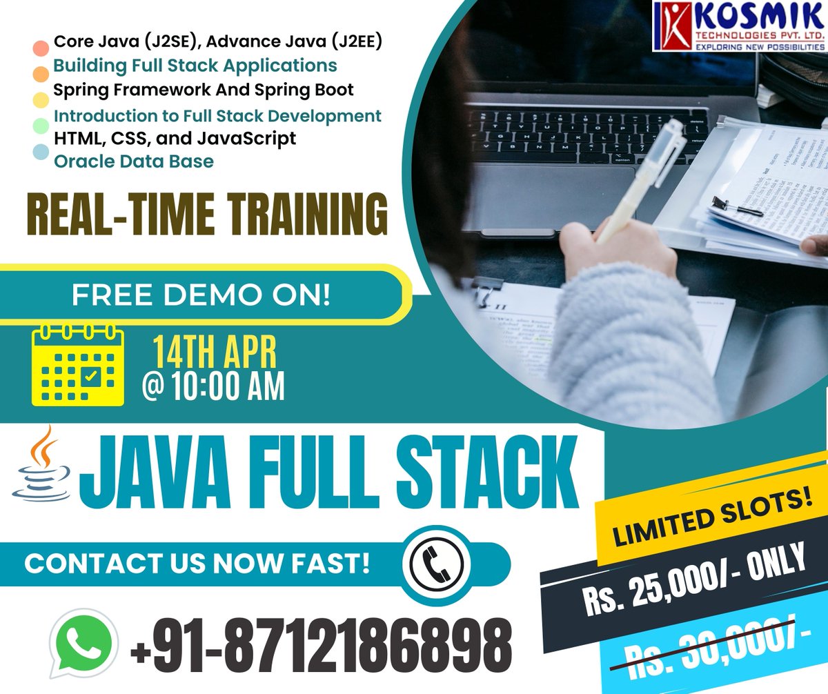 Kosmikteck's tweet image. JAVA Full stack training in Hyderabad
Register for a free demo: bit.ly/2KKDgEO
Phone no: 8712186898
#javafullstack #JAVAFullstackonlinetraining #javaprogramming #javascriptdeveloper #JAVAOnlineTraining #Bestjavatraining
#JAVAFullstacktraininginhyderabad