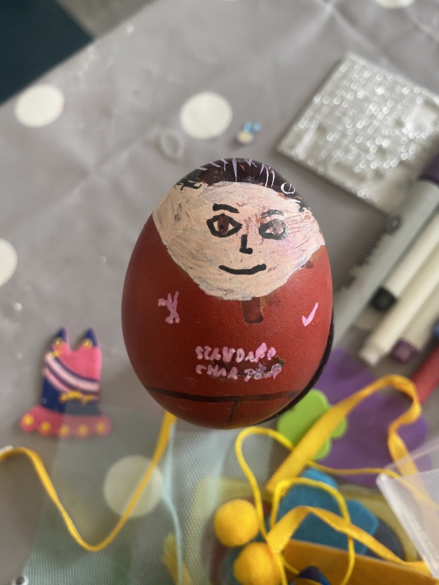 pauldavisiom's tweet photo. Liv starting to take the pee in our annual egg painting championships.  #Nunez #Mickey https://t.co/FLIzzGWqad