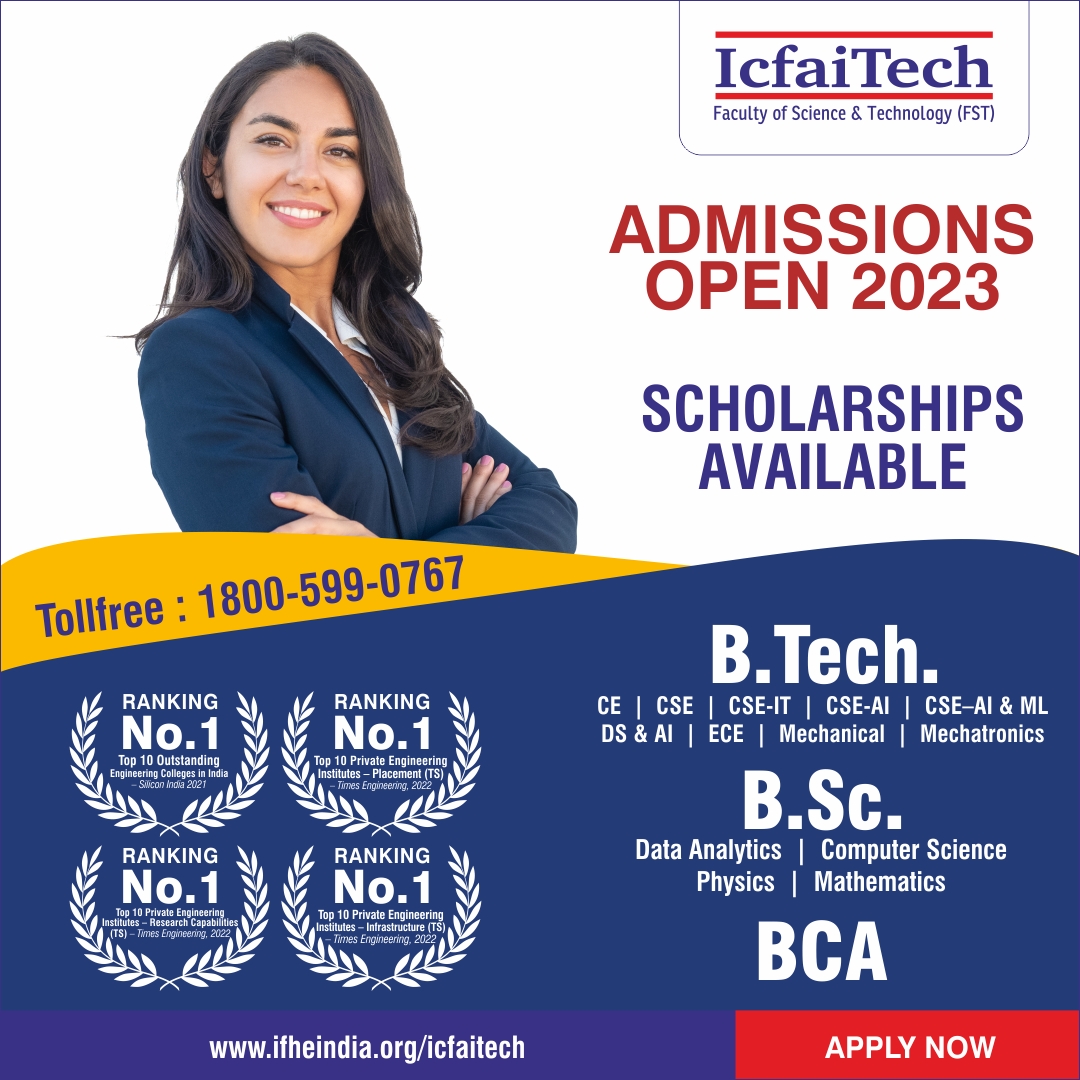 ICFAI_TECH's tweet photo. Admissions are open at IcfaiTech, Hyderabad for https://t.co/94erPU1kDz, https://t.co/3NJ5NYBZtV and BCA Programs 2023.Excellent Placements and Merit Scholarships are available.

Apply now @ https://t.co/GePWHedHy6

#BTechAdmissions2023  #BTechProgram  #BCA https://t.co/EwtalT4wcW