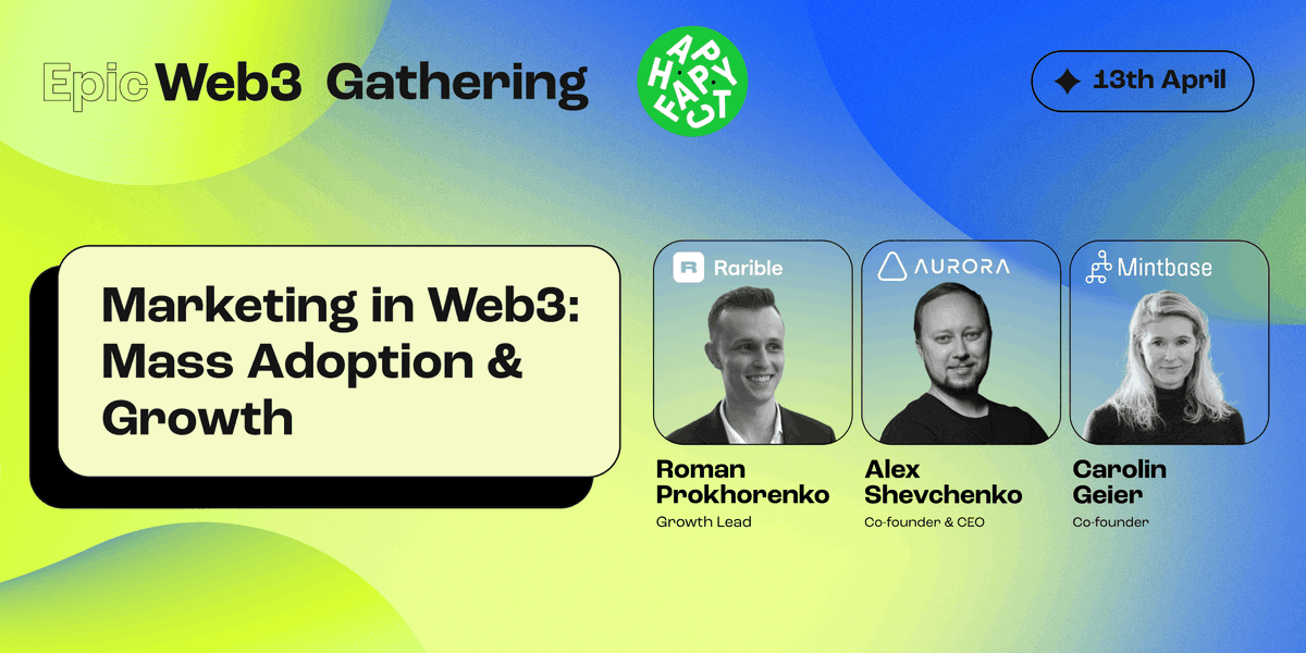 epicweb3's tweet photo. 🔥 Just 3 days to go!  🔥

The second edition of Epic Web3 Gathering is just around the corner. And the topic is hot:  

 — Marketing in Web3: Growth, Community and Mass Adoption  

🗓️Doors open at 6 pm, April 13.  

Check out the cool line-up &amp; Join us! 

https://t.co/K8VBOcmPLR https://t.co/p2Xq854XJS