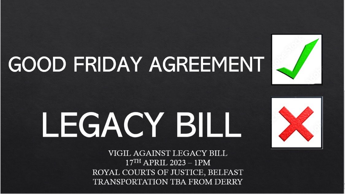 Please show your support! All welcome ✊

NO to the British governments #BillofShame 

#NeverGivingUp 
#OneWorldOneStruggle 

@FinucaneCentre @padraig_delargy @MaeveMcLaughli1 @derryjournal @BrianTierney09