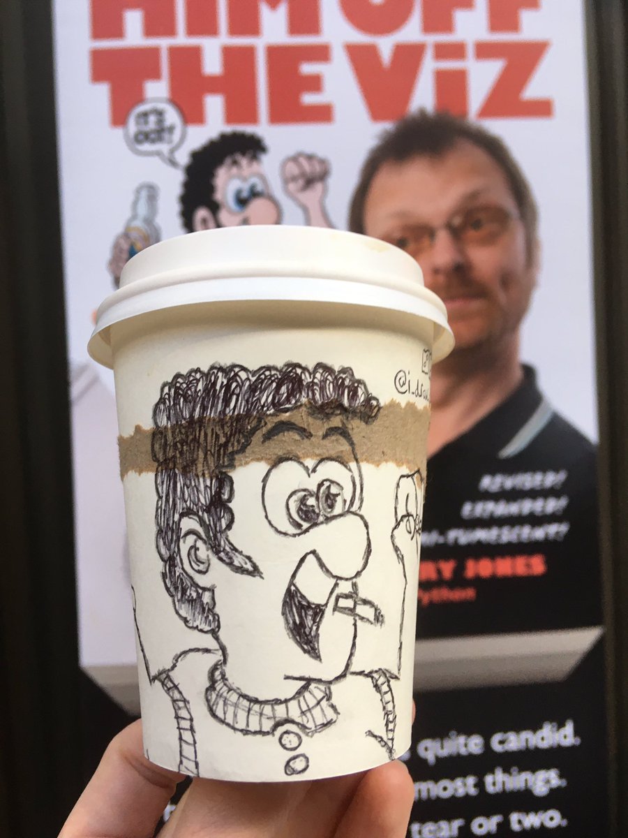 At NERD Fest this morning & I needed a challenge and thought I would try a bit of VIZ by Simon Donald. #coffeecupart #doodledrawing #supportocal #northeast #VIZ #newcasteupontyne #SimonDonald
