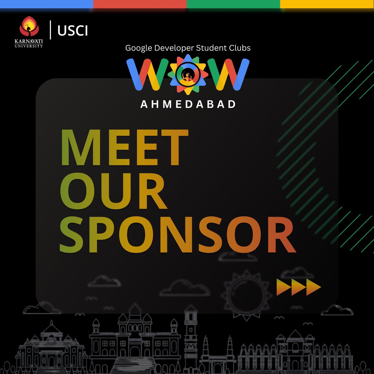 hack4in's tweet photo. Drumroll, please! We're excited to announce the #sponsors of #GDSCWOW Gujarat🤩

We couldn't have made it this far without the support of our amazing sponsors❤️ Thank you for helping make GDSC WOW Gujarat a reality✨️
See in Thread
#GDSCWoWAhmedabad
#GDSCWowGujarat  #networking https://t.co/f5sks5HQf1