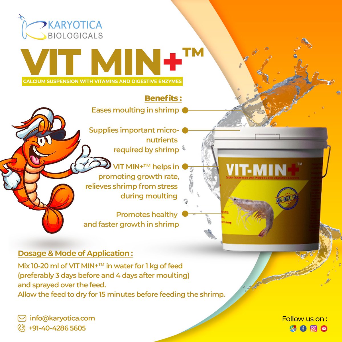 Karyotica_'s tweet photo. Calcium plays an important role in the development of the shell and other body parts in shrimp. 📷📷#vitmin+ For Healthy Growth Of Shrimp
#fishfeeding #shrimpfeed #fish #shrimp #aquaculture #Aqua #probiotics #prebiotics
#chargemin #MineralSupplement #FastGrowth https://t.co/Iv6BAIbdBy