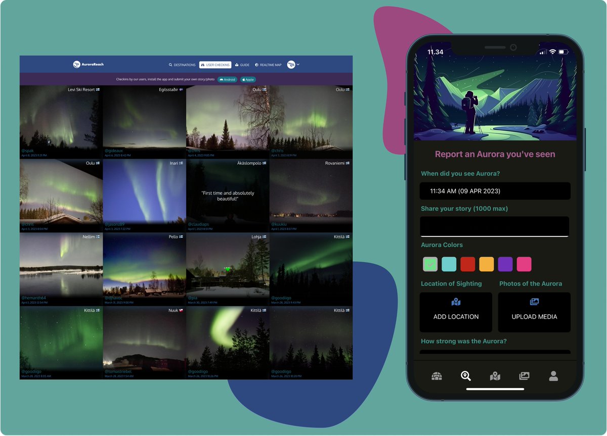 🎉 New updates:  Checkins all over the world are easily browsable on the website 🔭

aurorareach.com/checkins

As always thank you all for the checkins &amp; letting others enjoy the sights with you! 🤩
#northernlights #Auroraborealis  #auroraaustralis  #auroras