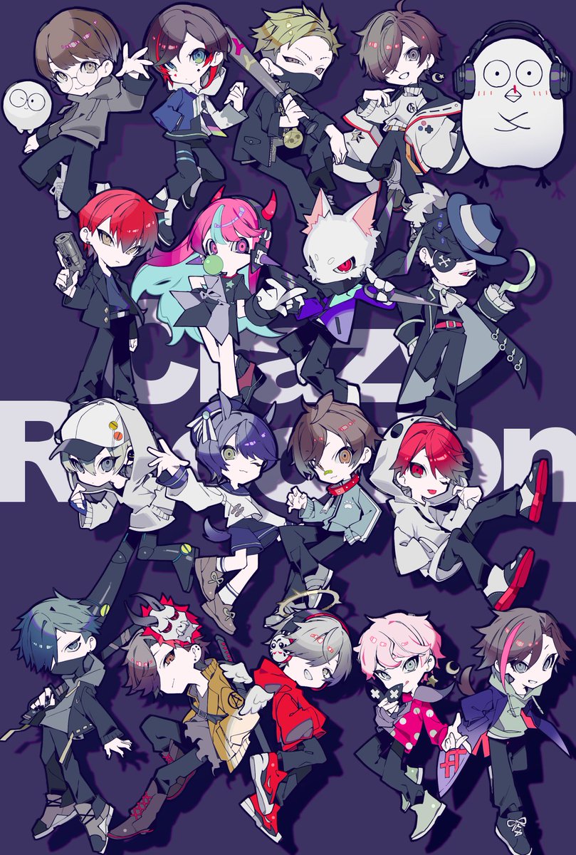 6+boys multiple boys pink hair jacket red hair hood black hair  illustration images