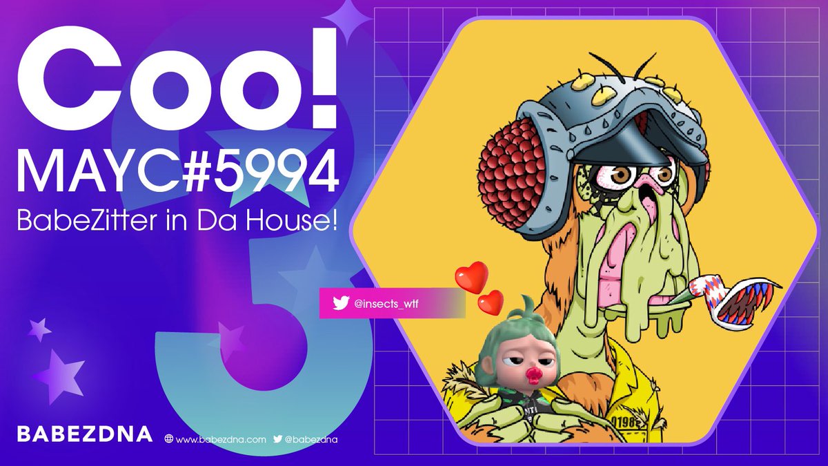 Welcome our BabeZitter <a href="/insects_wtf/">IN</a> in Da House🔥! Love the chomper-shaped party puffer! 🫰🏻

#BabeZitter #nftwhale #BoredApeYC