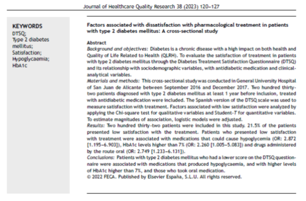 JHealthQualityR's tweet photo. 📰 Factores asociados a la insatisfacción con el tto. farmacológico en pacientes con diabetes mellitus tipo 2: estudio transversal
✏️Original en el @JHealthQualityR #RevistaSECA #JHQR
👉 https://t.co/wci848i8RQ
✅#CalidadAsistencial #DTSQ #DMII #Satisfaccion #Hipoglucemia #HbA1c https://t.co/IR12oqunXo