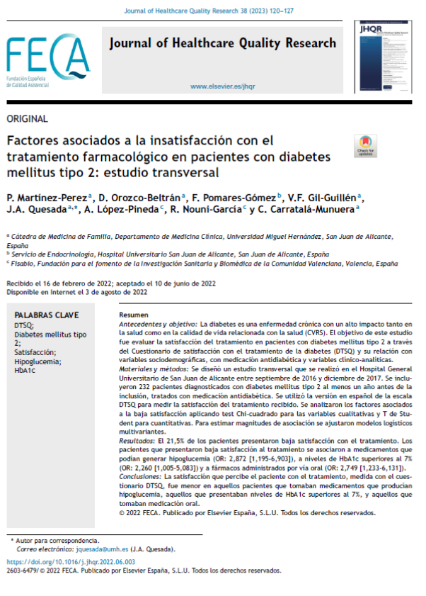 JHealthQualityR's tweet photo. 📰 Factores asociados a la insatisfacción con el tto. farmacológico en pacientes con diabetes mellitus tipo 2: estudio transversal
✏️Original en el @JHealthQualityR #RevistaSECA #JHQR
👉 https://t.co/wci848i8RQ
✅#CalidadAsistencial #DTSQ #DMII #Satisfaccion #Hipoglucemia #HbA1c https://t.co/IR12oqunXo